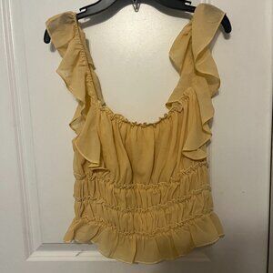 Yellow Milkmaid-style Ruffle Top